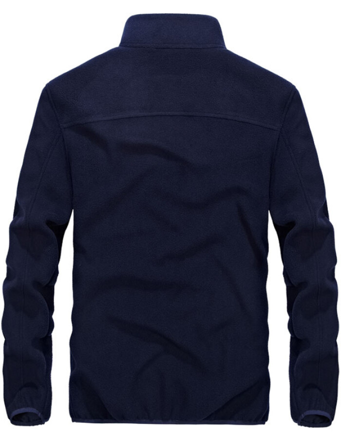 戰(zhàn)地吉普AFS JEEP 男款戶外抓絨衣 2017秋季新款立領開衫衛(wèi)衣大碼搖粒絨外套男 黑藍色 4XL建議體重205斤左右